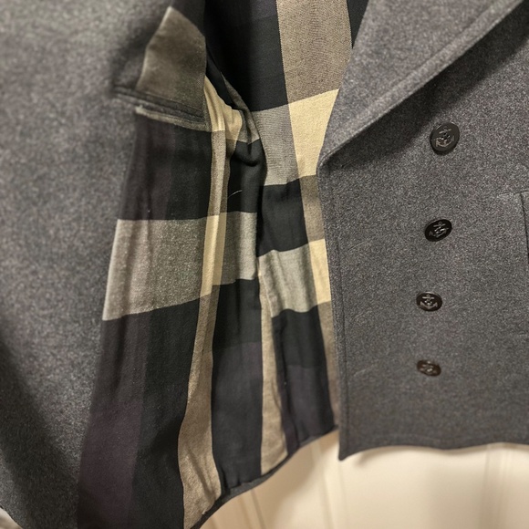 Burberry Brit Eckford Double Breasted Wool Peacoat Gray Large 42R, Free Ship - Picture 5 of 8